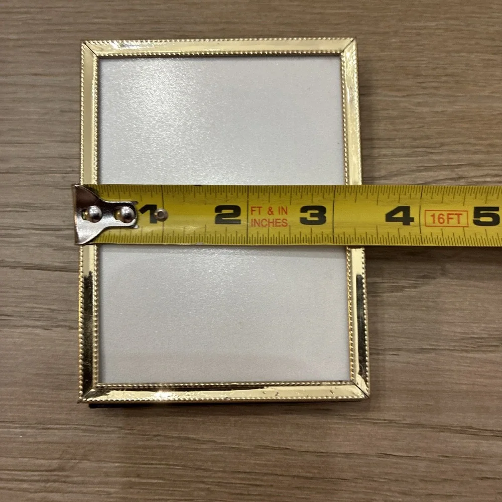 Vintage Lot of 2 Brass Tabletop Small Picture Frames 3 1/2 X 5 & 3 1/4 X 4 1/4